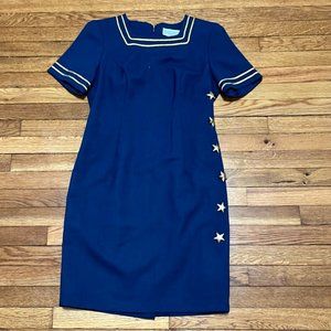 Vintage JESSICA HOWARD By Mitchell Rodbell Sailor Style Dress Size 10 Petite